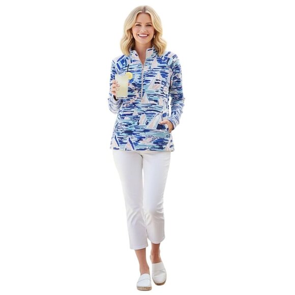 Lilly Pulitzer Skipper Popover Jacket Pier Pressure Sailboat Vacation Size M - Picture 1 of 11